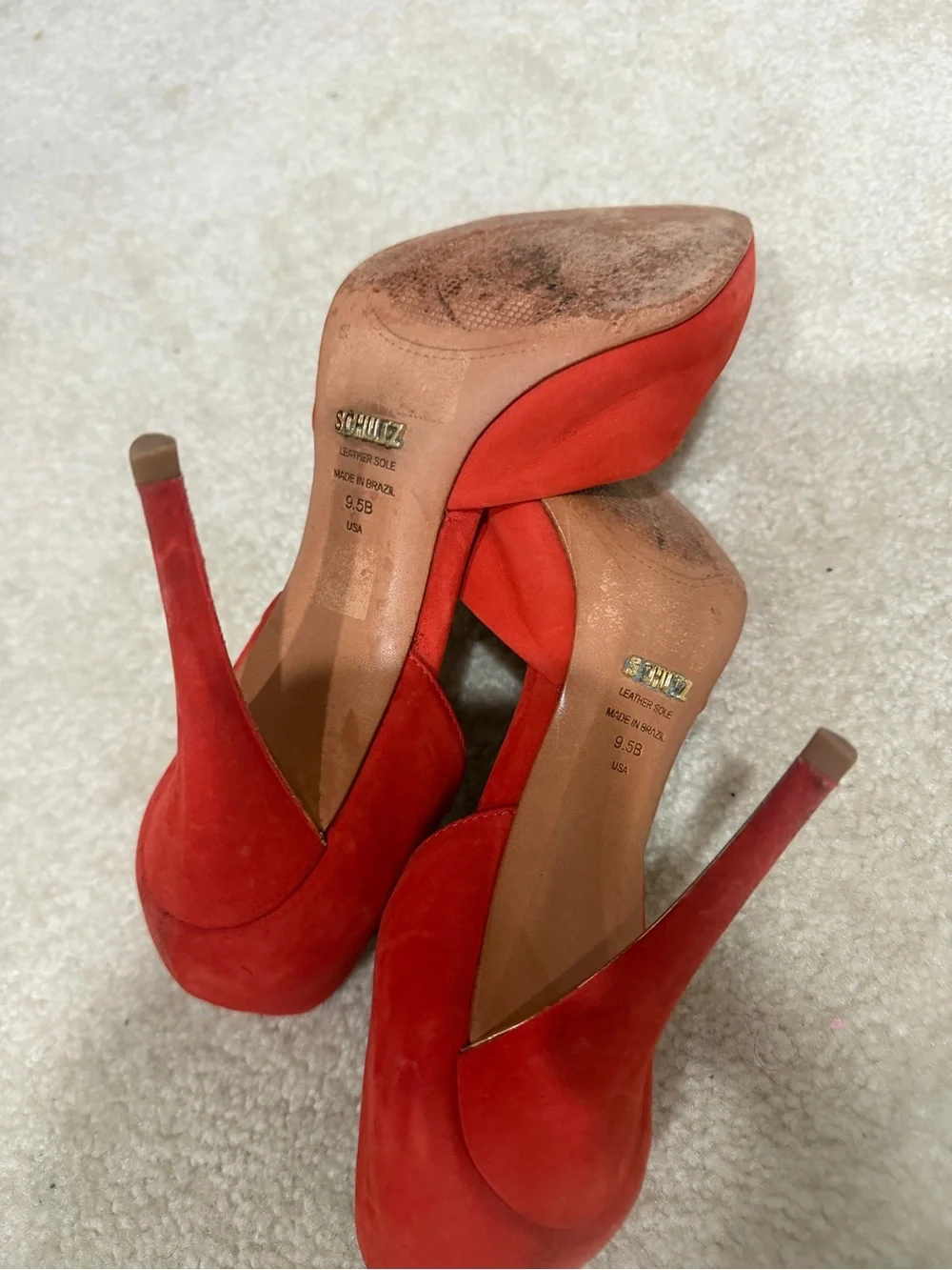 SCHUTZ Red Pointed-Toe D'Orsay Pumps